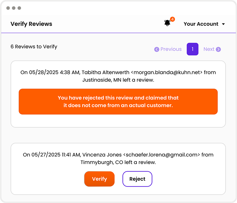 Verify reviews